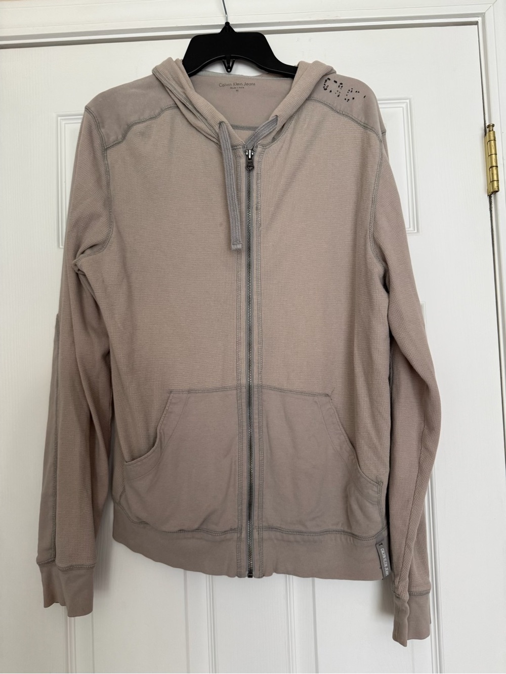 Calvin Klein Jeans Men's light gray Lightweight Zip Hoodie